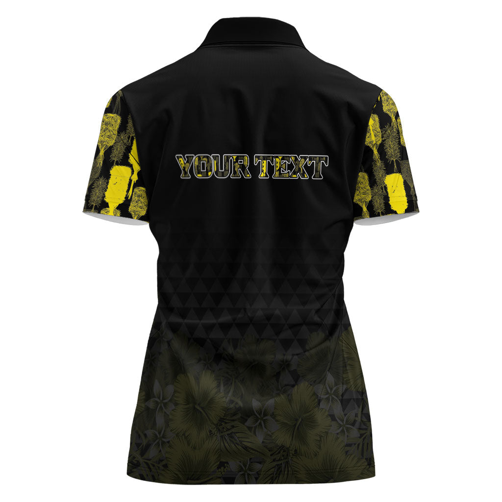 Personalised Aloha Hawaii Kahili Women Polo Shirt Kanaka Maoli With Kakau Pattern
