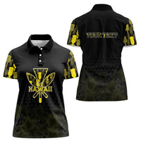 Personalised Aloha Hawaii Kahili Women Polo Shirt Kanaka Maoli With Kakau Pattern