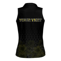Personalised Aloha Hawaii Kahili Women Sleeveless Polo Shirt Kanaka Maoli With Kakau Pattern