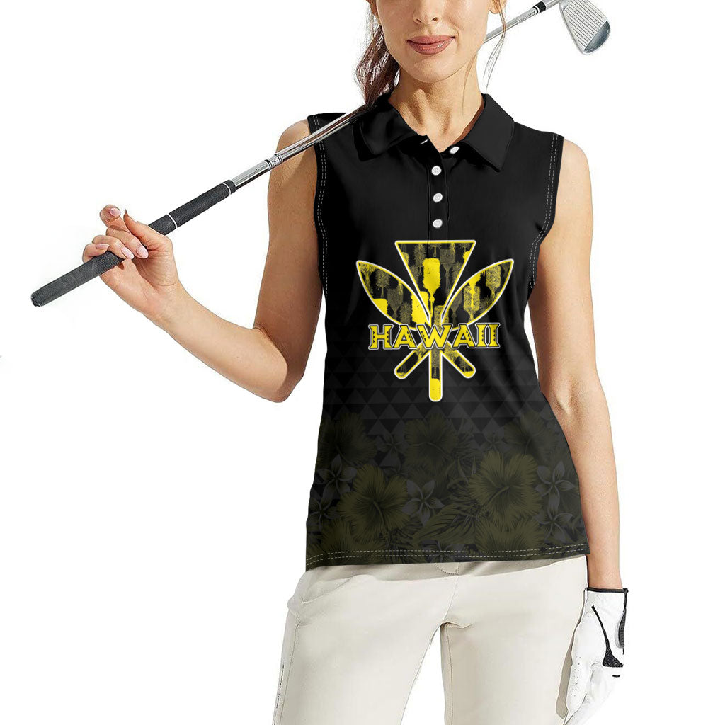 Personalised Aloha Hawaii Kahili Women Sleeveless Polo Shirt Kanaka Maoli With Kakau Pattern
