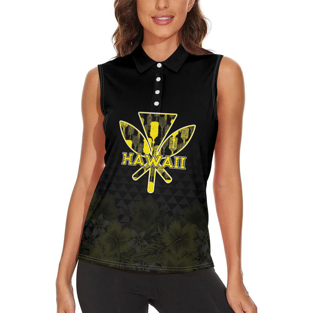 Personalised Aloha Hawaii Kahili Women Sleeveless Polo Shirt Kanaka Maoli With Kakau Pattern