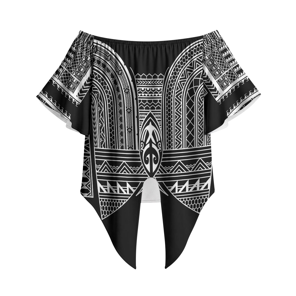 Philippines Igorot Tribal Inspired Off Shoulder Wrap Waist Top Black Version LT05 Black - Polynesian Pride