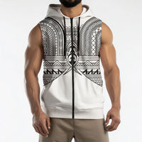 Philippines Igorot Tribal Inspired Sleeveless Zip Hoodie White Version