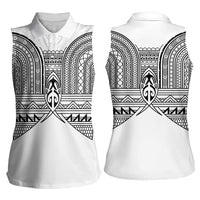 Philippines Igorot Tribal Inspired Women Sleeveless Polo Shirt White Version
