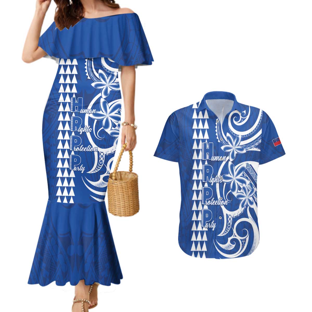 Samoa HRPP Party Couples Matching Mermaid Dress and Hawaiian Shirt Polynesian Pattern - Polynesian Pride