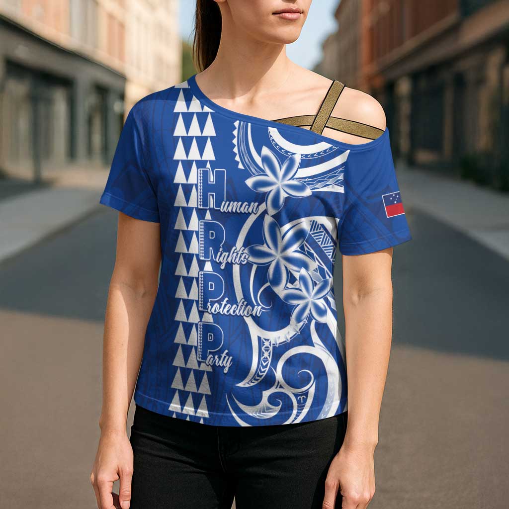 Samoa HRPP Party Cross Shoulder Shirt Polynesian Pattern - Polynesian Pride
