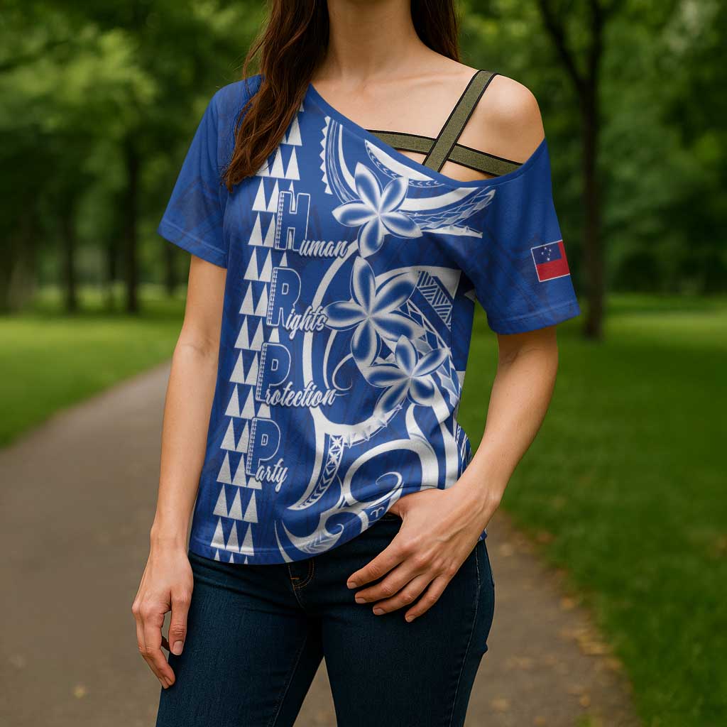 Samoa HRPP Party Cross Shoulder Shirt Polynesian Pattern - Polynesian Pride