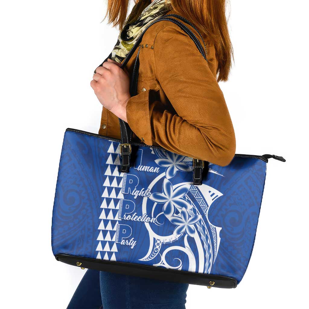 Samoa HRPP Party Leather Tote Bag Polynesian Pattern LT05 Blue - Polynesian Pride