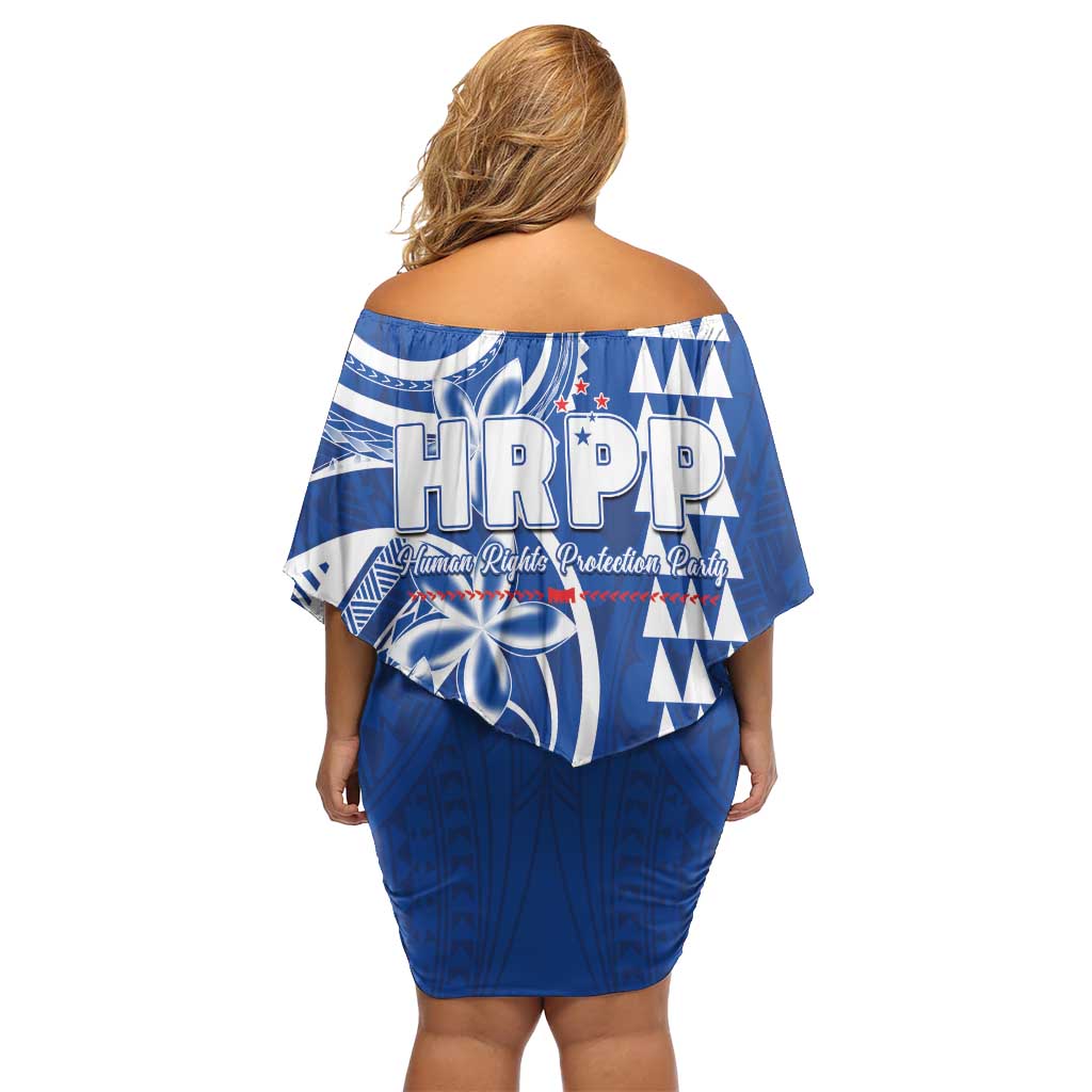 Samoa HRPP Party Off Shoulder Short Dress Polynesian Pattern - Polynesian Pride