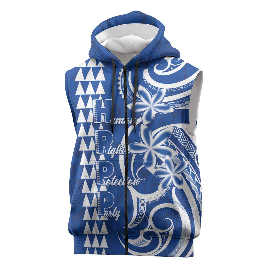 Samoa HRPP Party Sleeveless Zip Hoodie Polynesian Pattern LT05 Blue - Polynesian Pride