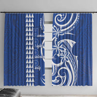 Samoa HRPP Party Window Curtain Polynesian Pattern LT05 With Hooks Blue - Polynesian Pride