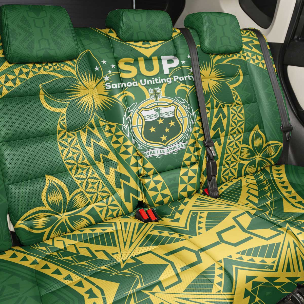 Samoa SUP Back Car Seat Cover Samoan Coat Of Arms - Polynesian Pride