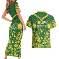 Samoa SUP Couples Matching Short Sleeve Bodycon Dress and Hawaiian Shirt Samoan Coat Of Arms - Polynesian Pride