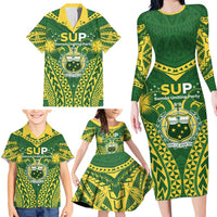 Samoa SUP Family Matching Long Sleeve Bodycon Dress and Hawaiian Shirt Samoan Coat Of Arms - Polynesian Pride