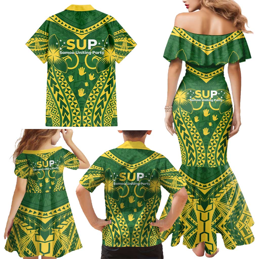 Samoa SUP Family Matching Mermaid Dress and Hawaiian Shirt Samoan Coat Of Arms - Polynesian Pride