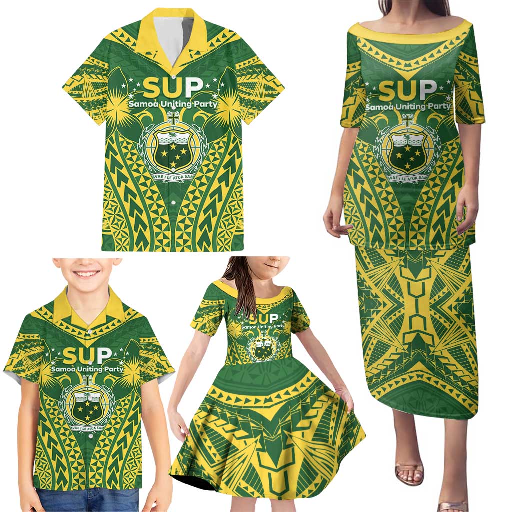 Samoa SUP Family Matching Puletasi and Hawaiian Shirt Samoan Coat Of Arms - Polynesian Pride