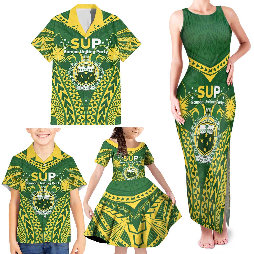 Samoa SUP Family Matching Tank Maxi Dress and Hawaiian Shirt Samoan Coat Of Arms - Polynesian Pride