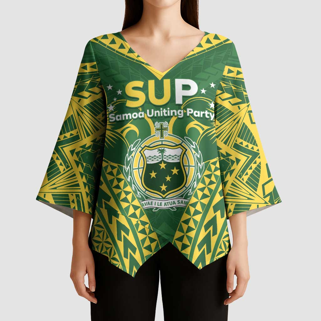 Samoa SUP Kimono Sleeve Blouse Samoan Coat Of Arms - Polynesian Pride