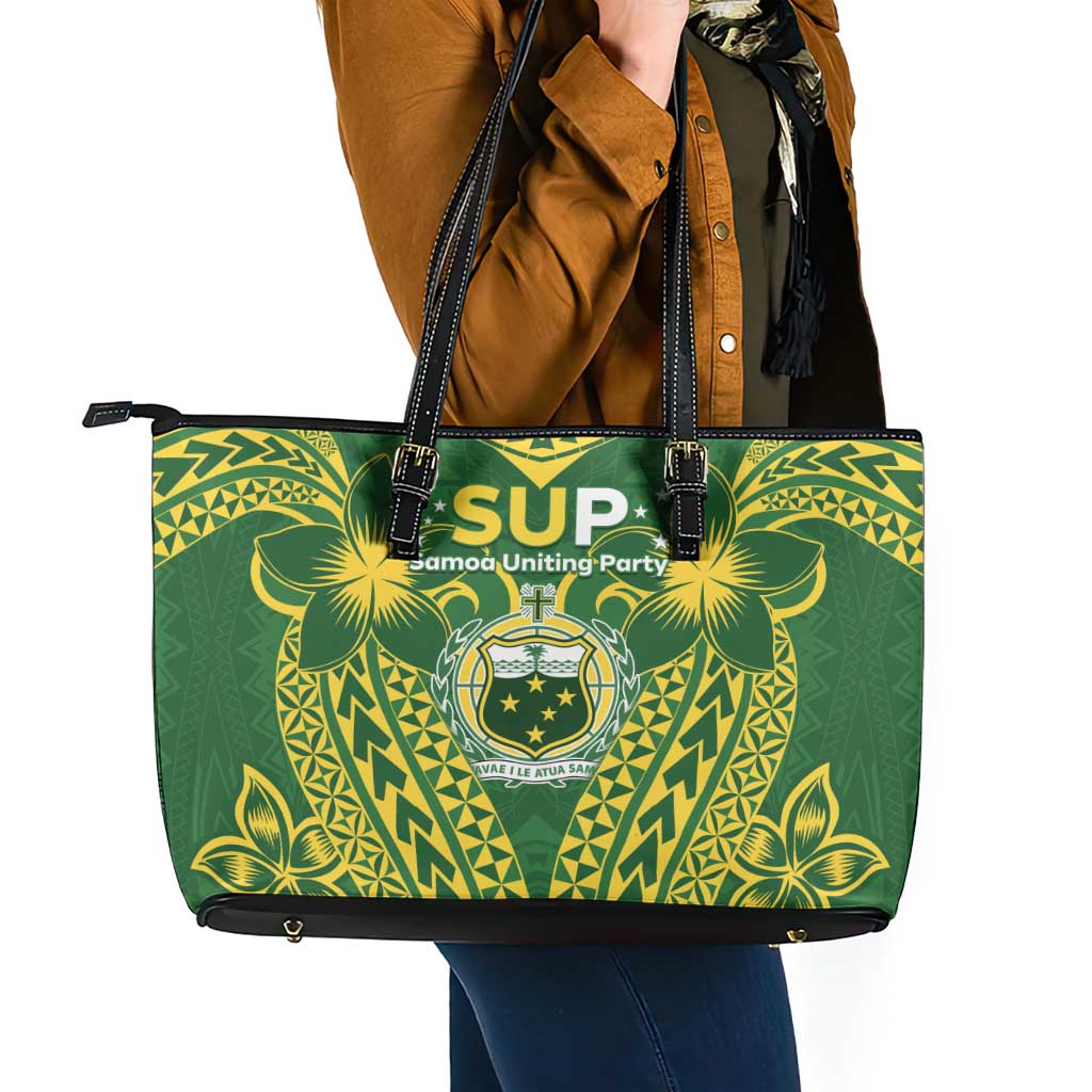Samoa SUP Leather Tote Bag Samoan Coat Of Arms LT05 - Polynesian Pride
