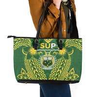 Samoa SUP Leather Tote Bag Samoan Coat Of Arms LT05 - Polynesian Pride