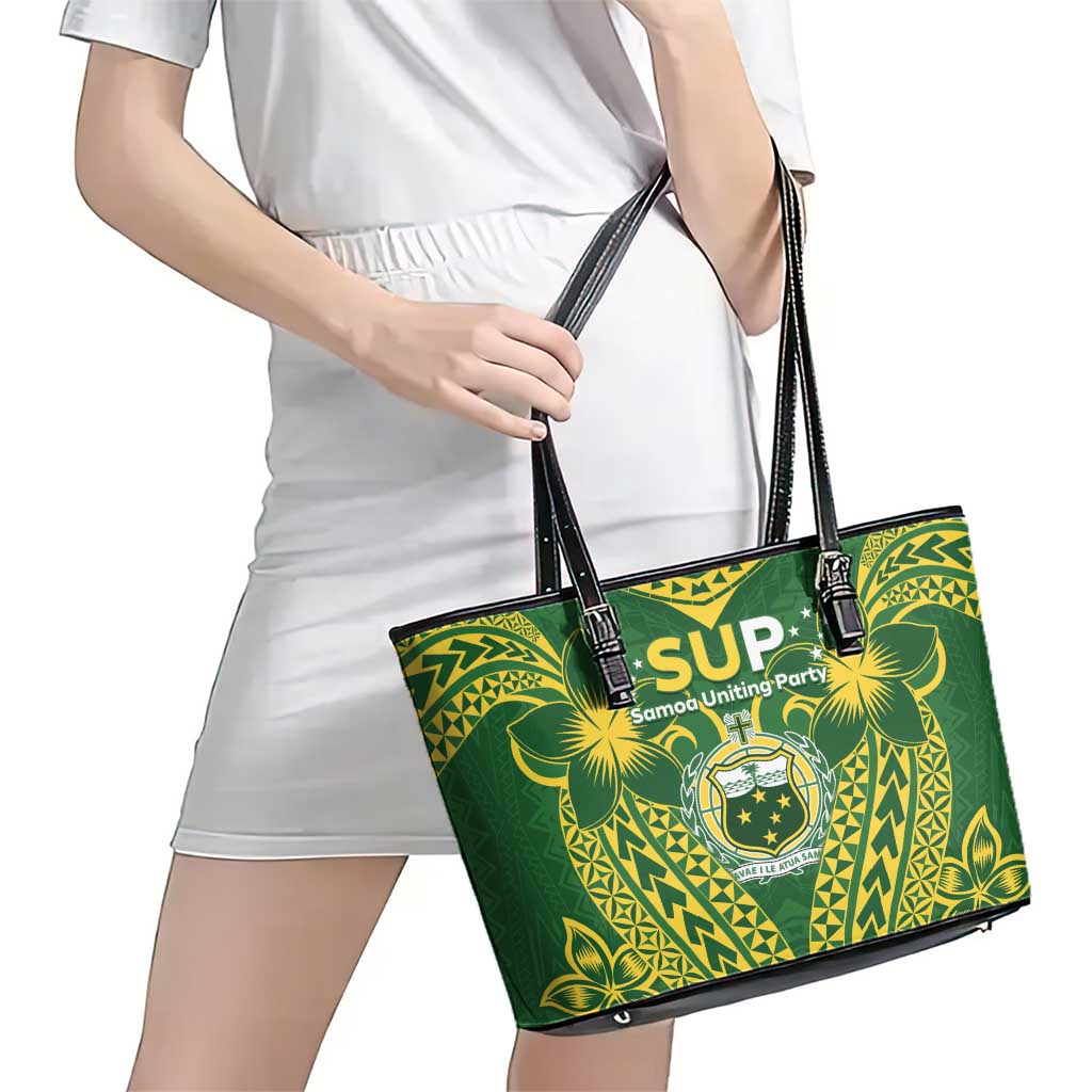 Samoa SUP Leather Tote Bag Samoan Coat Of Arms LT05 - Polynesian Pride