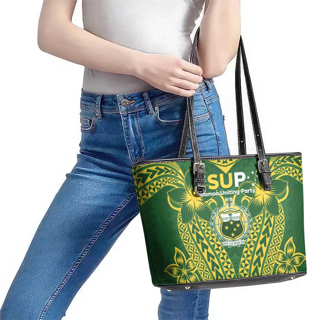 Samoa SUP Leather Tote Bag Samoan Coat Of Arms LT05 - Polynesian Pride