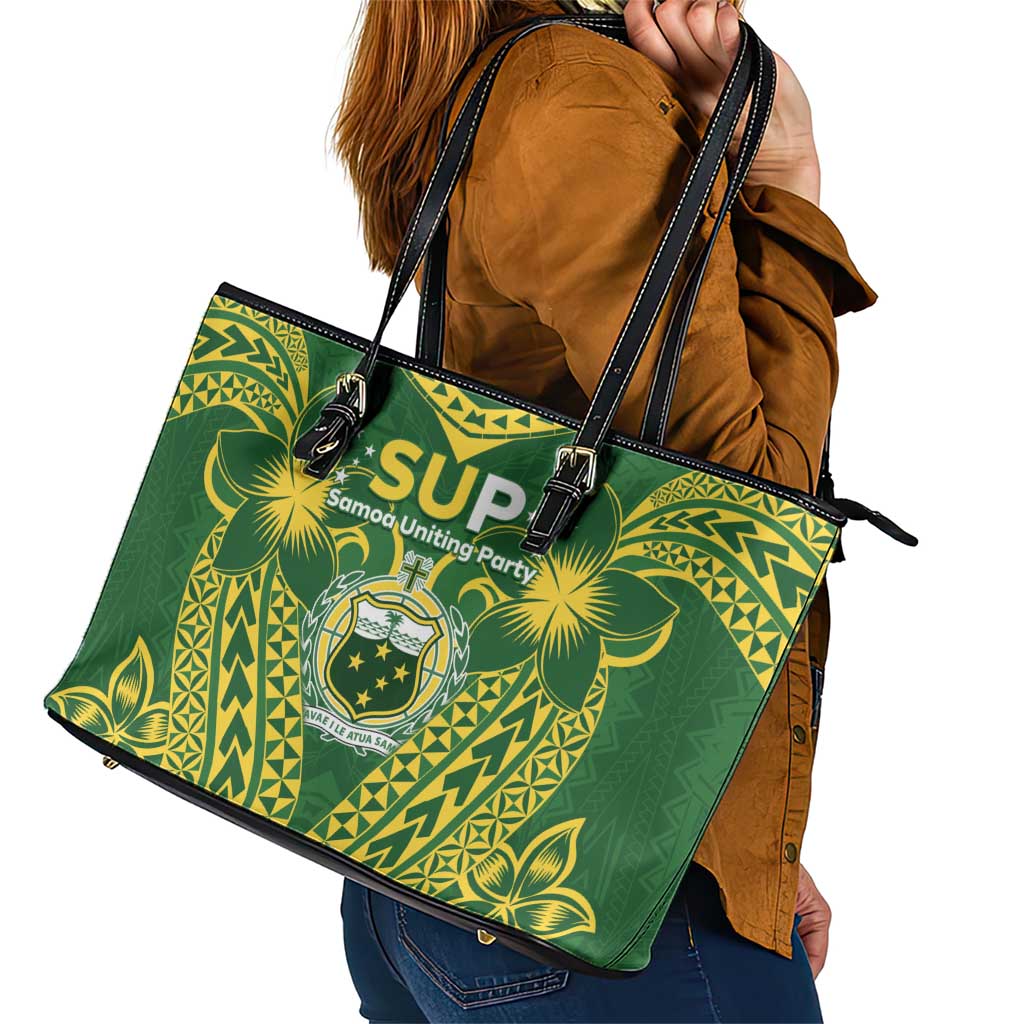 Samoa SUP Leather Tote Bag Samoan Coat Of Arms LT05 - Polynesian Pride