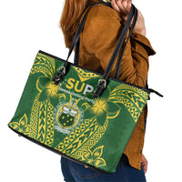 Samoa SUP Leather Tote Bag Samoan Coat Of Arms LT05 - Polynesian Pride