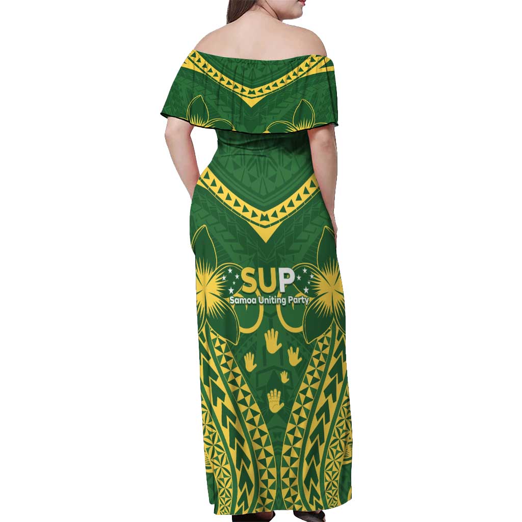 Samoa SUP Off Shoulder Maxi Dress Samoan Coat Of Arms - Polynesian Pride