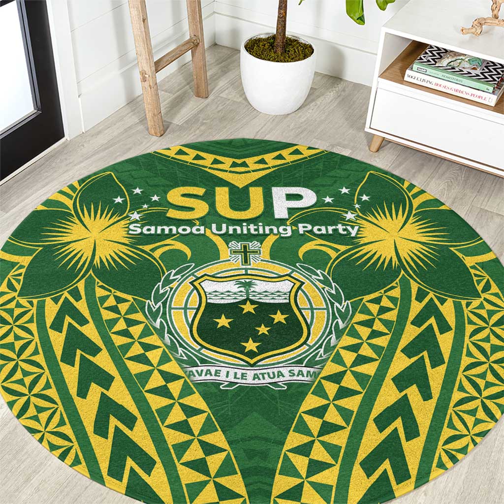 Samoa SUP Round Carpet Samoan Coat Of Arms LT05 Green - Polynesian Pride