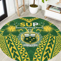 Samoa SUP Round Carpet Samoan Coat Of Arms LT05 Green - Polynesian Pride