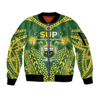 Samoa SUP Sleeve Zip Bomber Jacket Samoan Coat Of Arms LT05 Unisex Green - Polynesian Pride