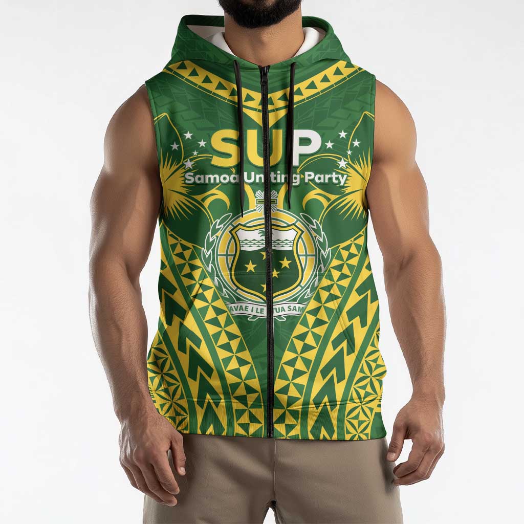 Samoa SUP Sleeveless Zip Hoodie Samoan Coat Of Arms LT05 - Polynesian Pride