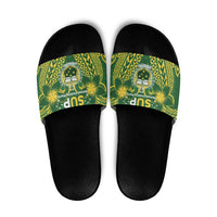 Samoa SUP Slide Sandals Samoan Coat Of Arms LT05 Green - Polynesian Pride