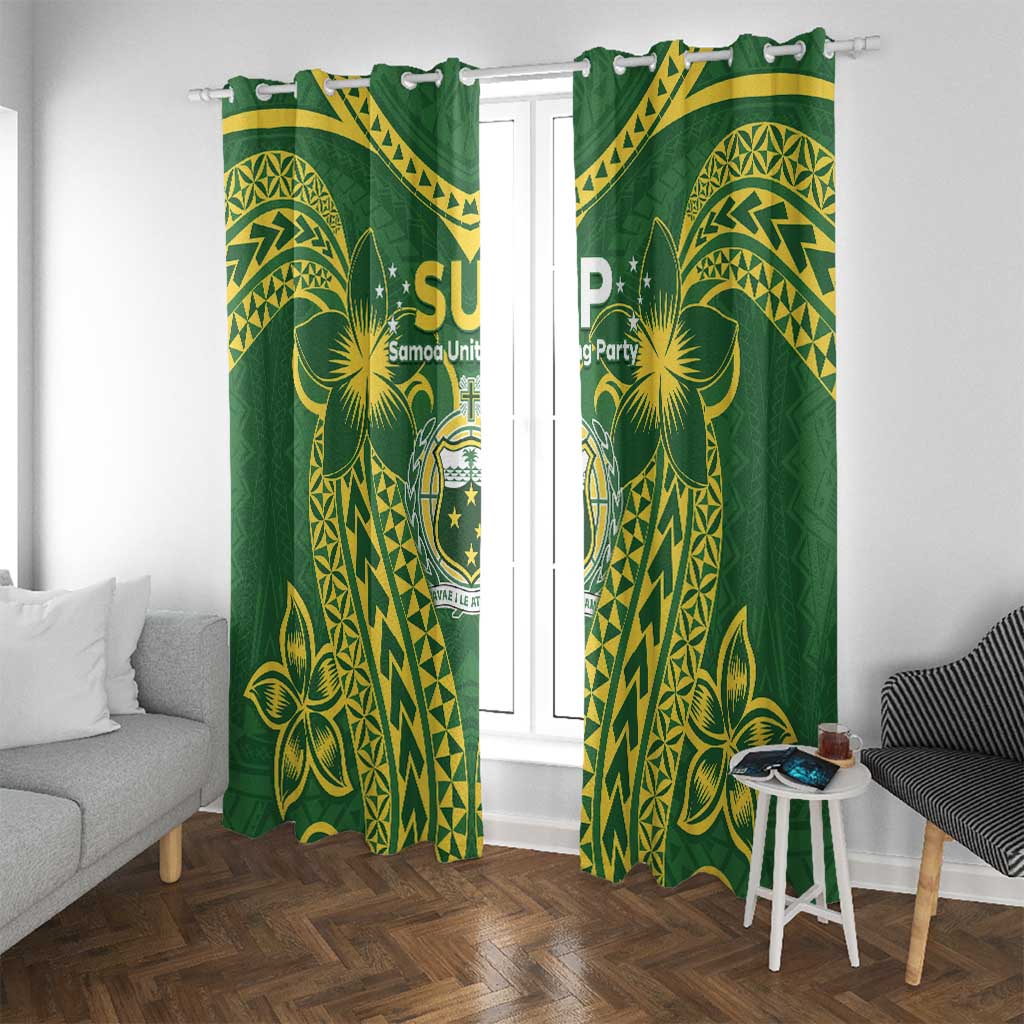Samoa SUP Window Curtain Samoan Coat Of Arms LT05 With Grommets Green - Polynesian Pride