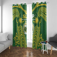 Samoa SUP Window Curtain Samoan Coat Of Arms LT05 With Grommets Green - Polynesian Pride