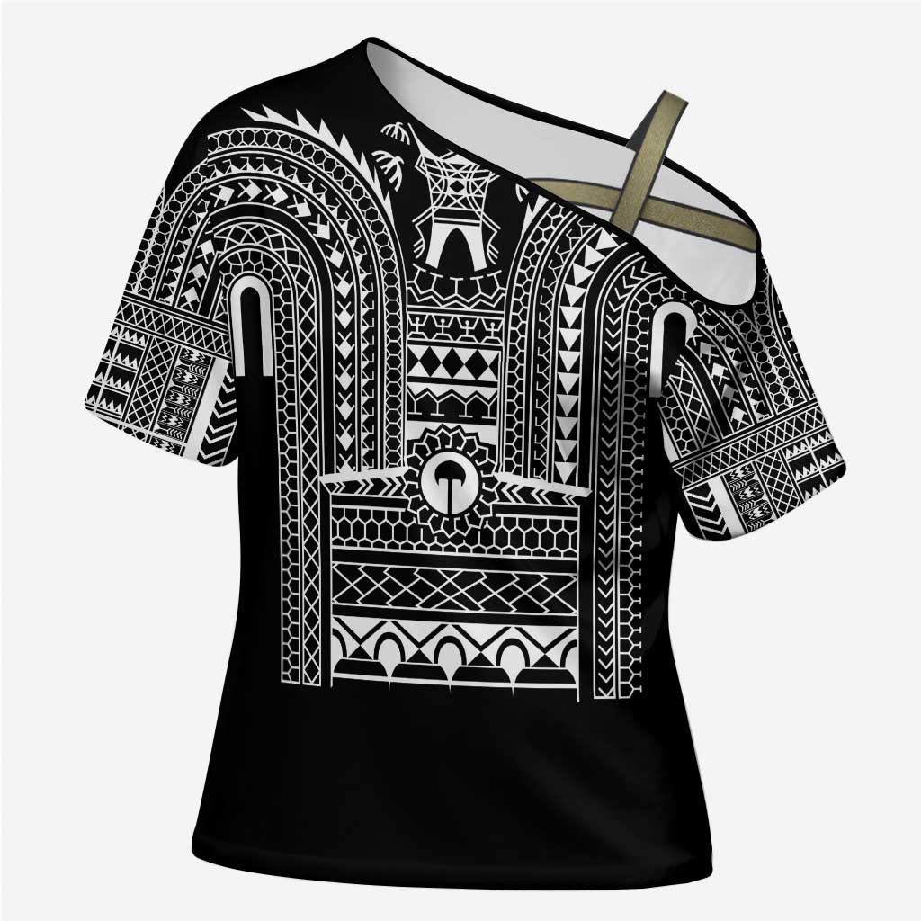 Philippines Igorot Tribal Art Tattoo Black Cross Shoulder Shirt - Polynesian Pride