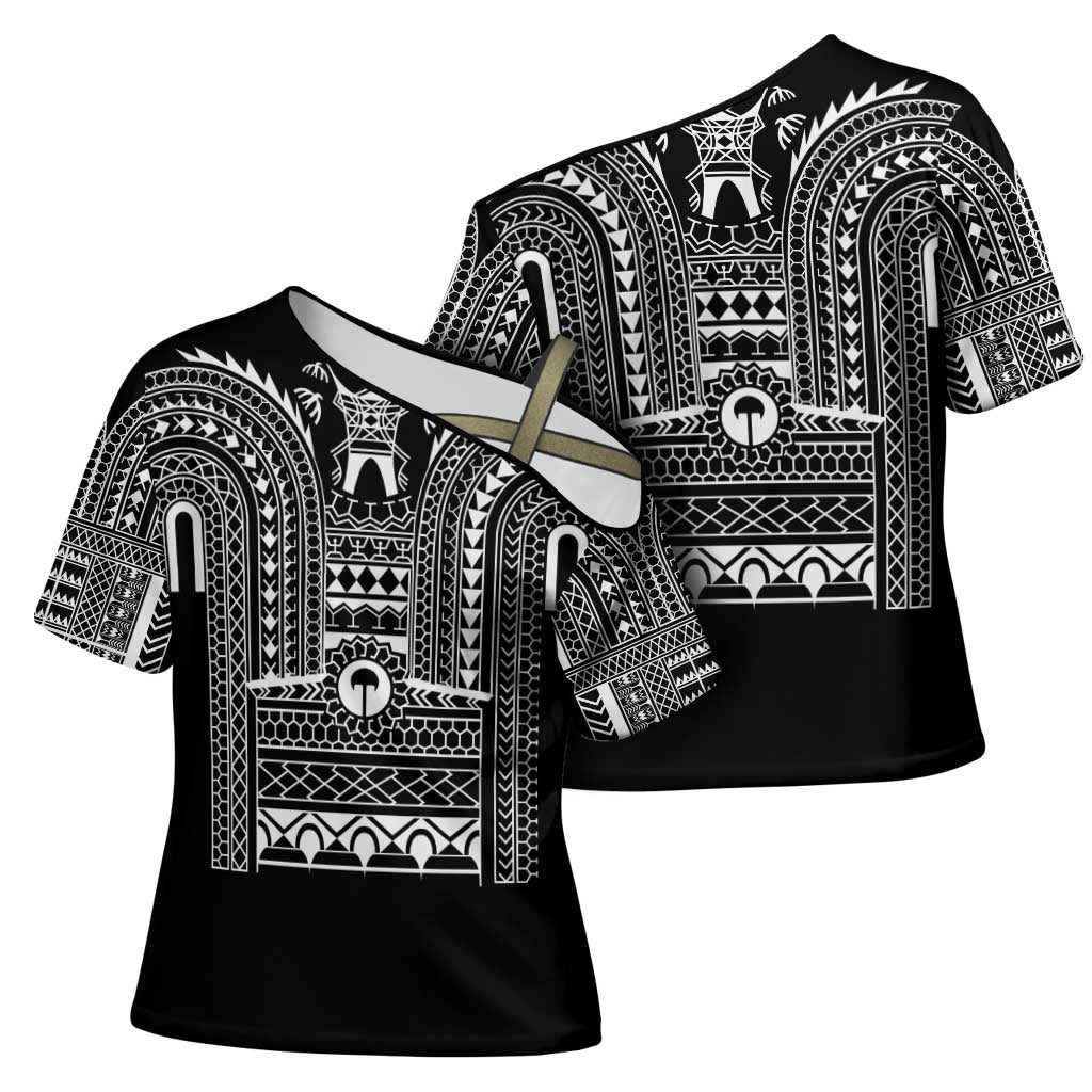 Philippines Igorot Tribal Art Tattoo Black Cross Shoulder Shirt - Polynesian Pride