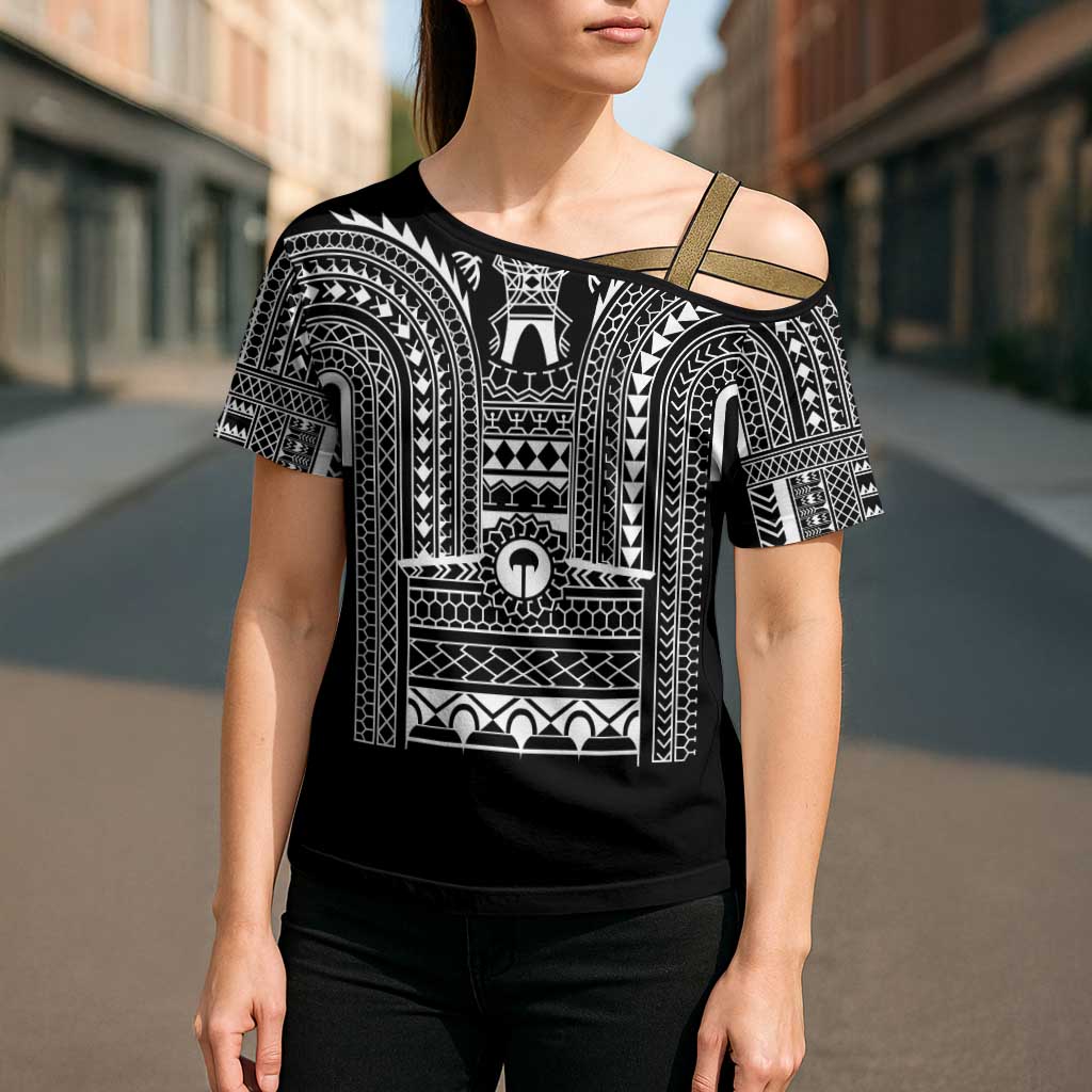 Philippines Igorot Tribal Art Tattoo Black Cross Shoulder Shirt - Polynesian Pride