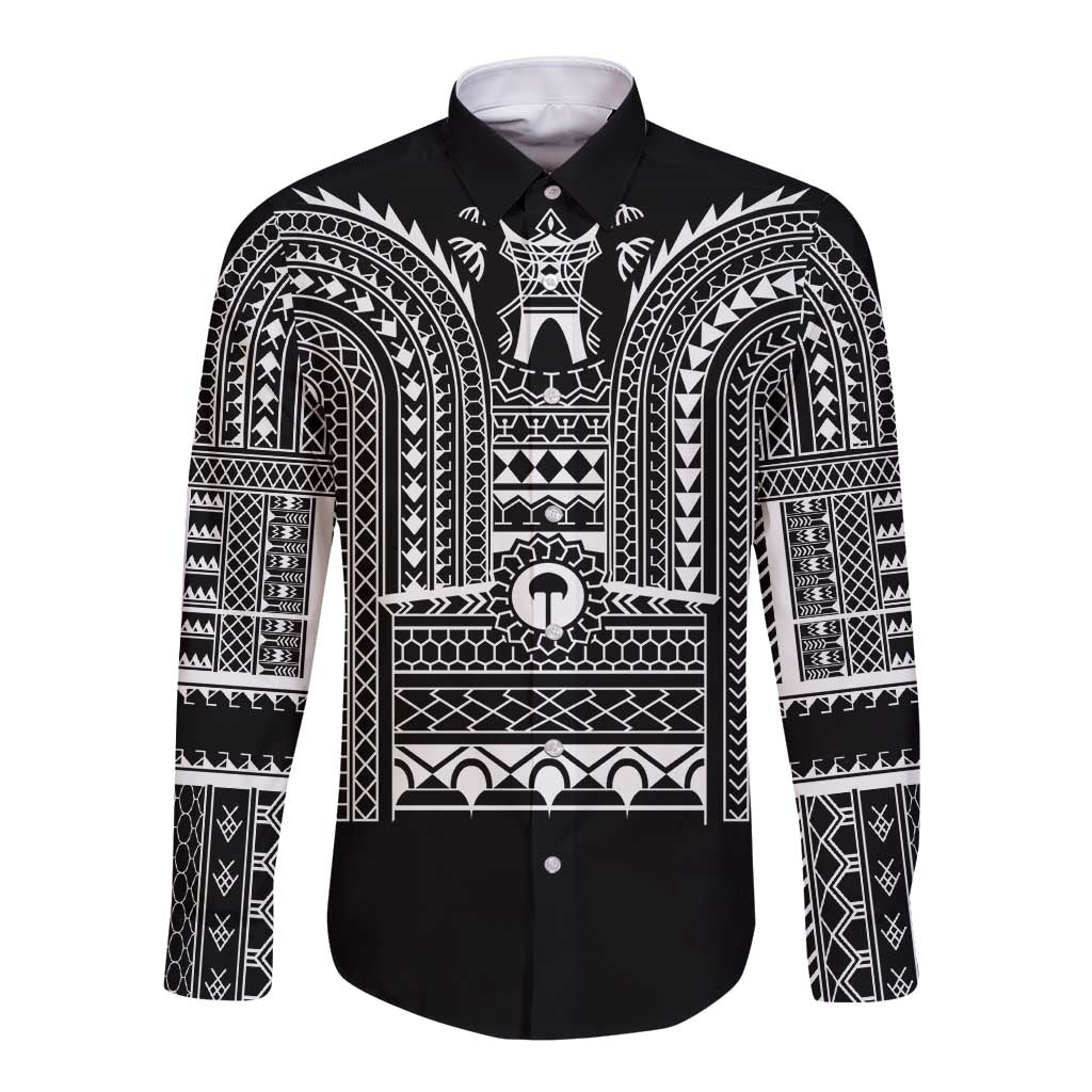 Philippines Igorot Tribal Art Tattoo Black Long Sleeve Button Shirt - Polynesian Pride