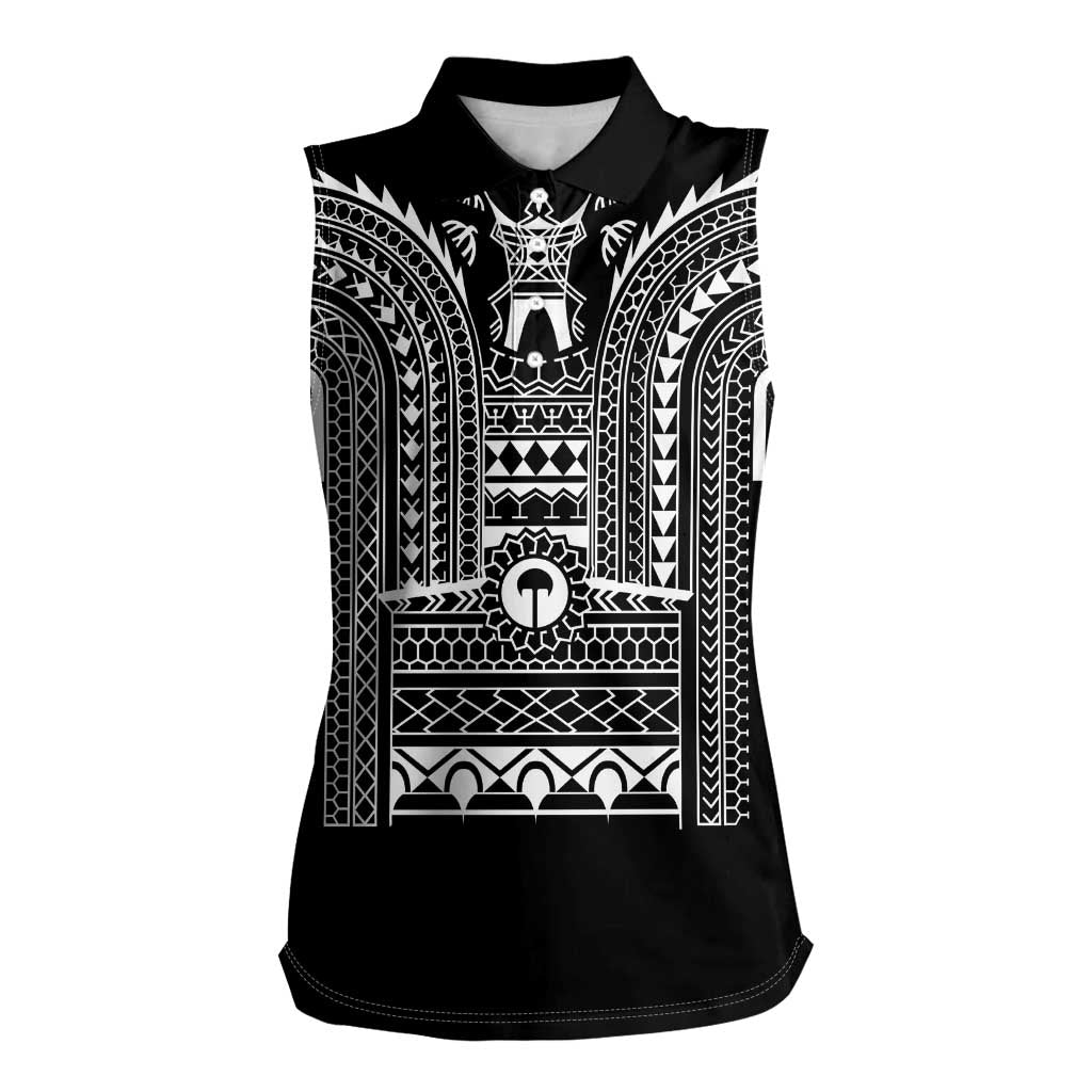 Philippines Igorot Tribal Art Tattoo Black Women Sleeveless Polo Shirt - Polynesian Pride