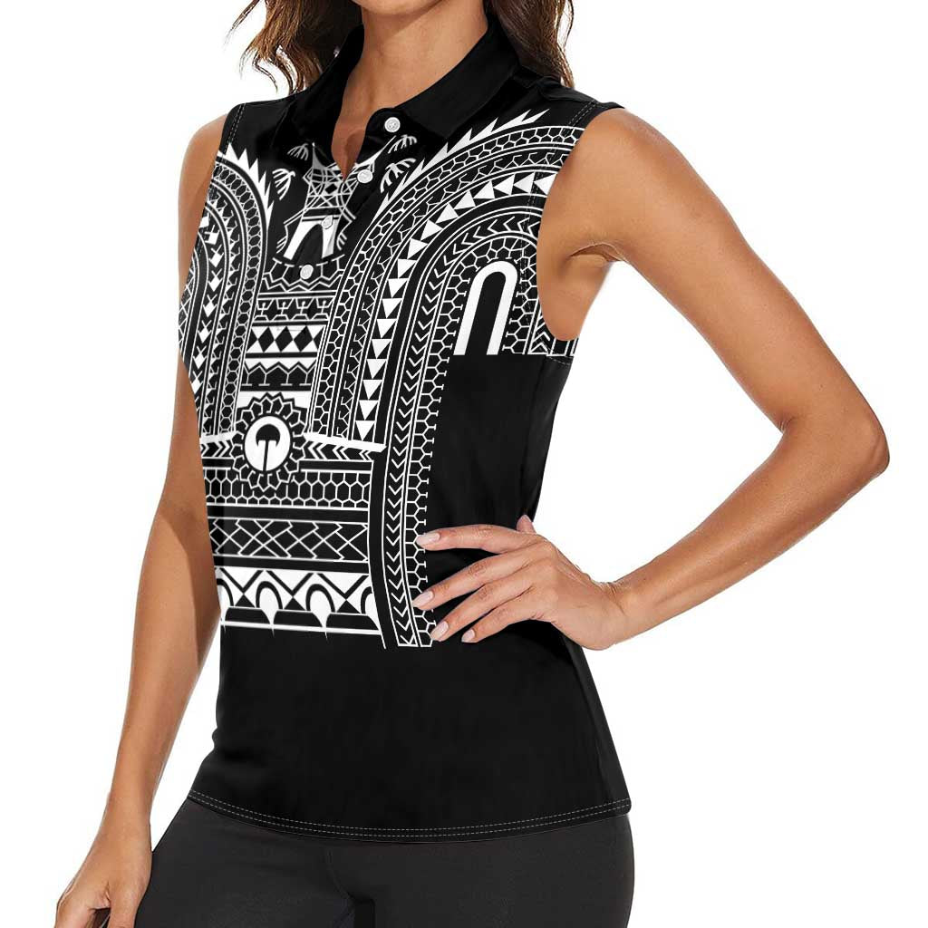 Philippines Igorot Tribal Art Tattoo Black Women Sleeveless Polo Shirt - Polynesian Pride