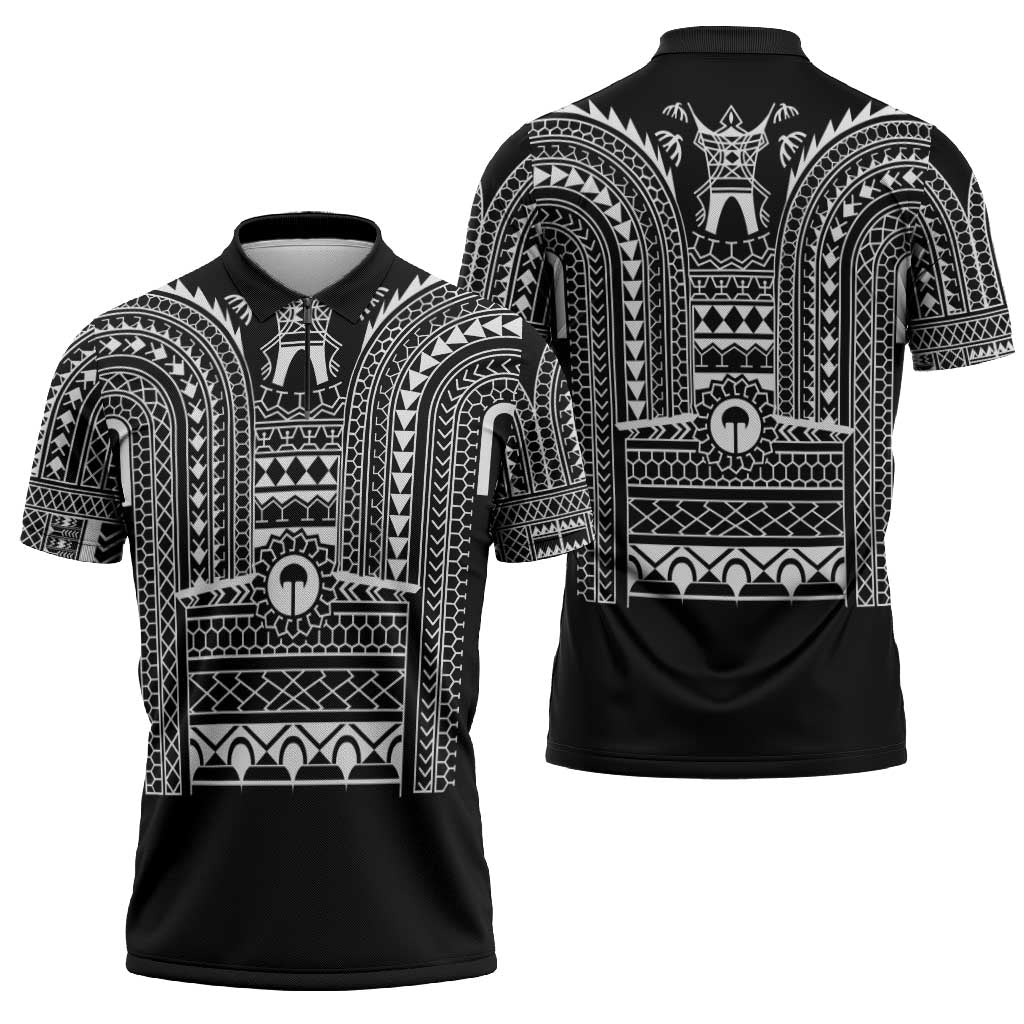 Philippines Igorot Tribal Art Tattoo Black Zipper Polo Shirt - Polynesian Pride