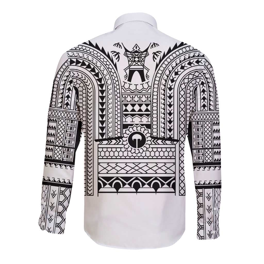 Philippines Igorot Tribal Art Tattoo White Long Sleeve Button Shirt - Polynesian Pride