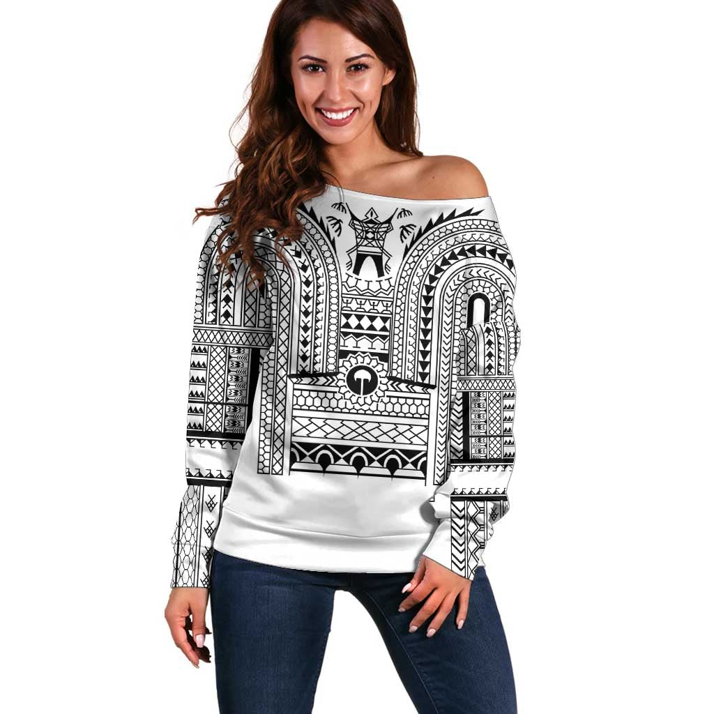 Philippines Igorot Tribal Art Tattoo White Off Shoulder Sweater - Polynesian Pride