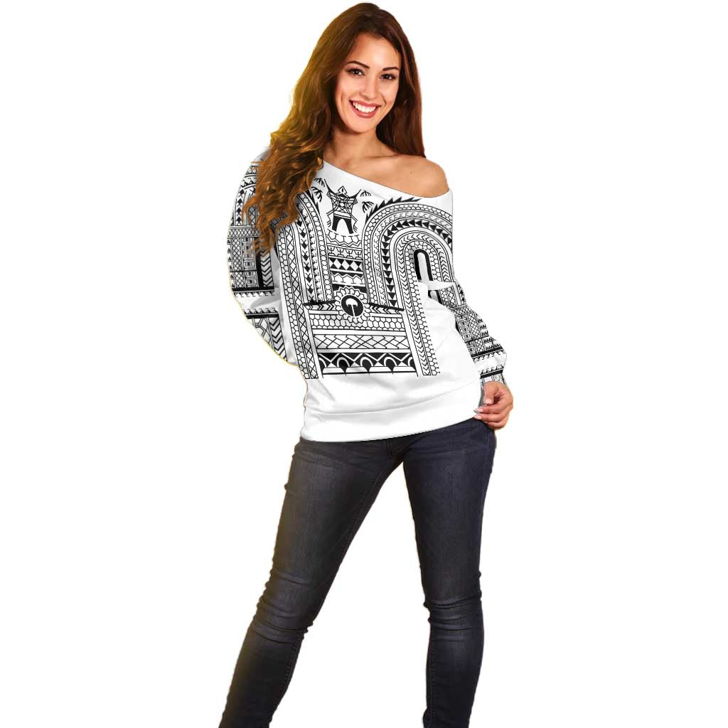 Philippines Igorot Tribal Art Tattoo White Off Shoulder Sweater - Polynesian Pride