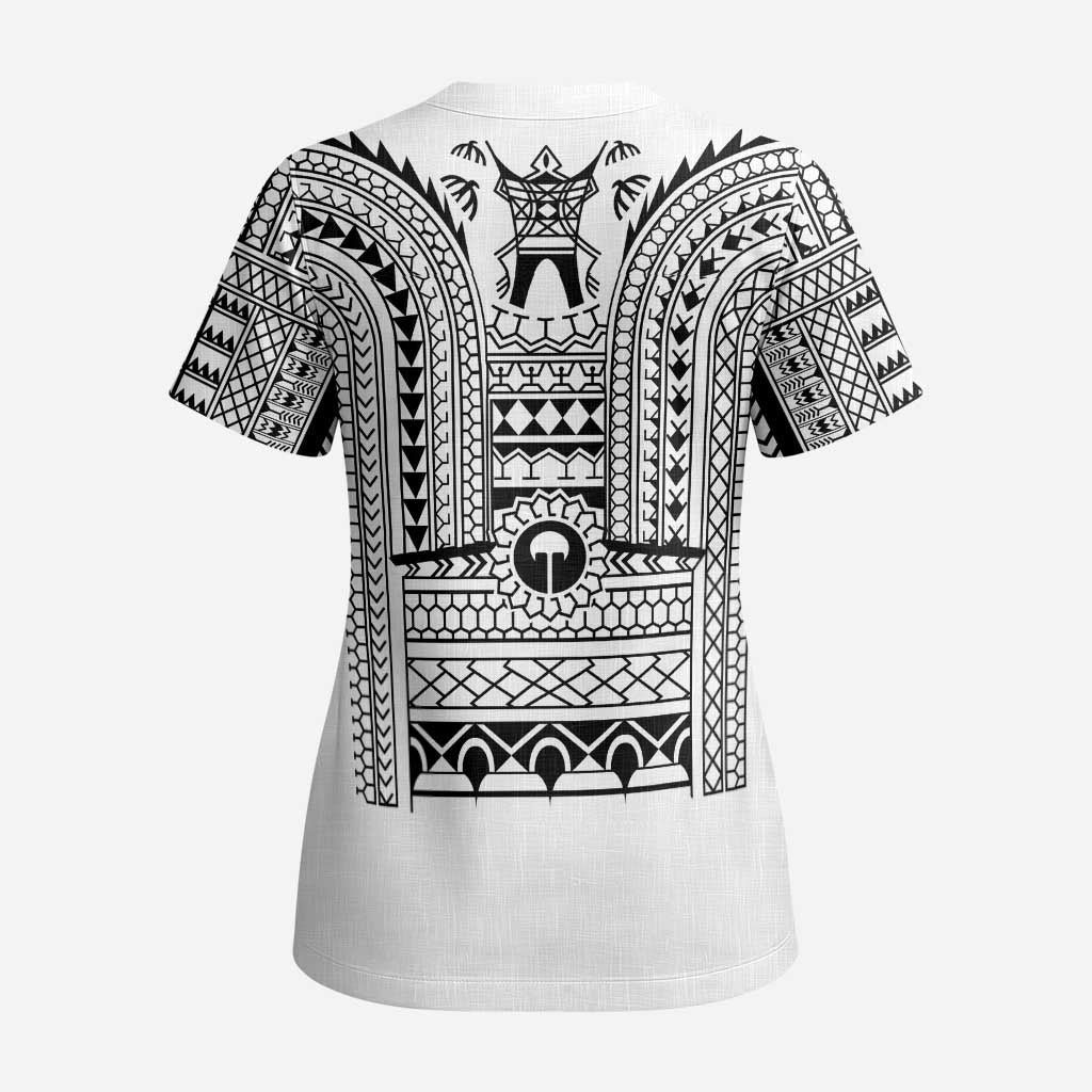 Philippines Igorot Tribal Art Tattoo White Scrub Top - Polynesian Pride