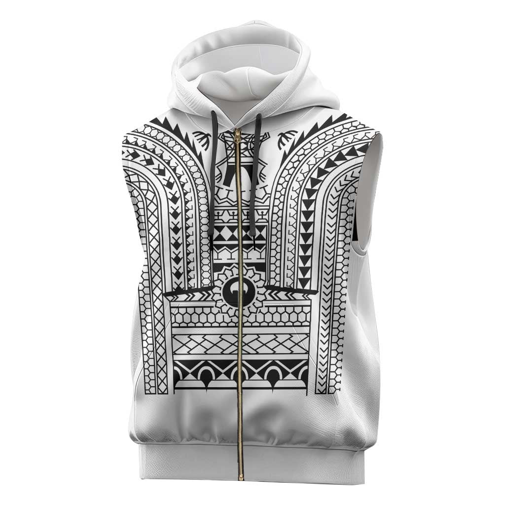 Philippines Igorot Tribal Art Tattoo White Sleeveless Zip Hoodie - Polynesian Pride