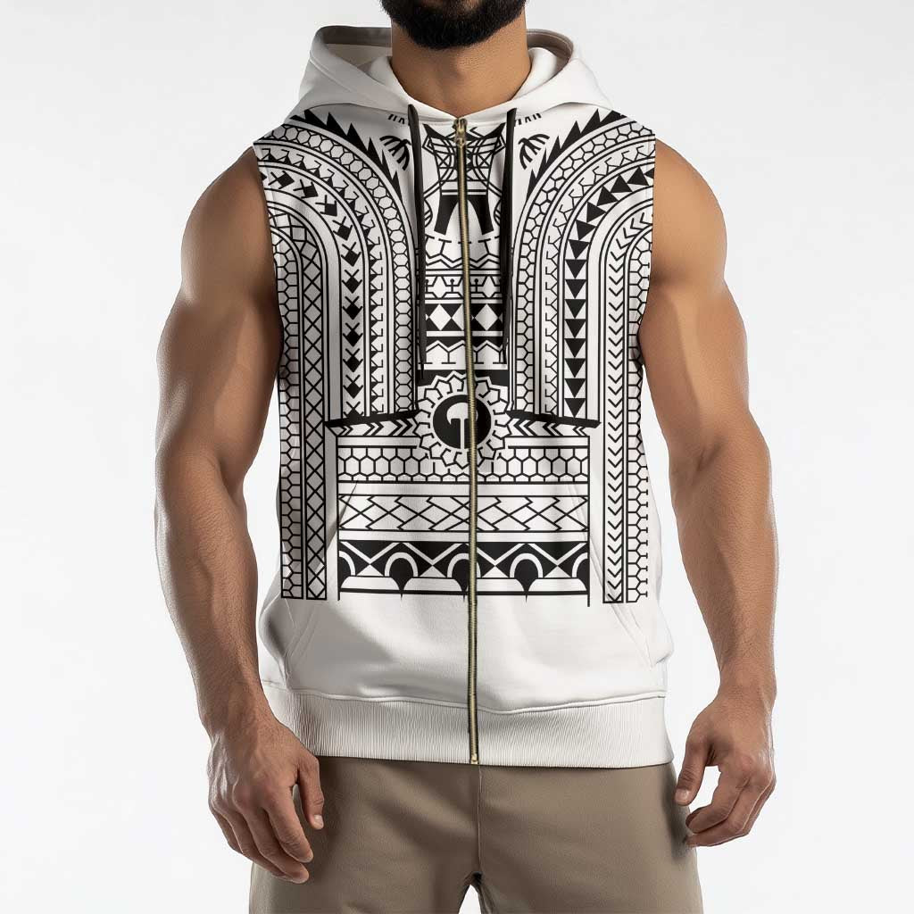 Philippines Igorot Tribal Art Tattoo White Sleeveless Zip Hoodie - Polynesian Pride