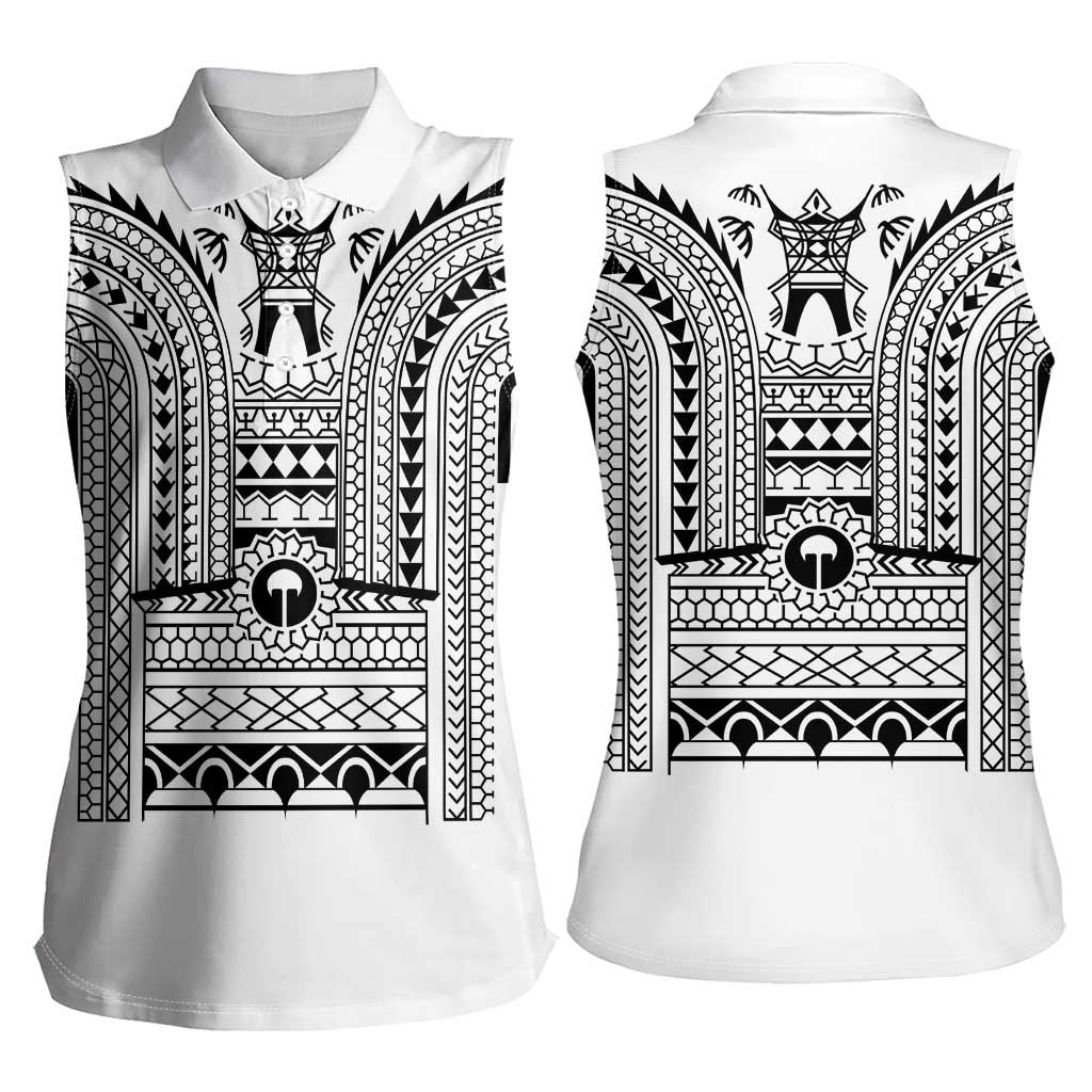 Philippines Igorot Tribal Art Tattoo White Women Sleeveless Polo Shirt - Polynesian Pride